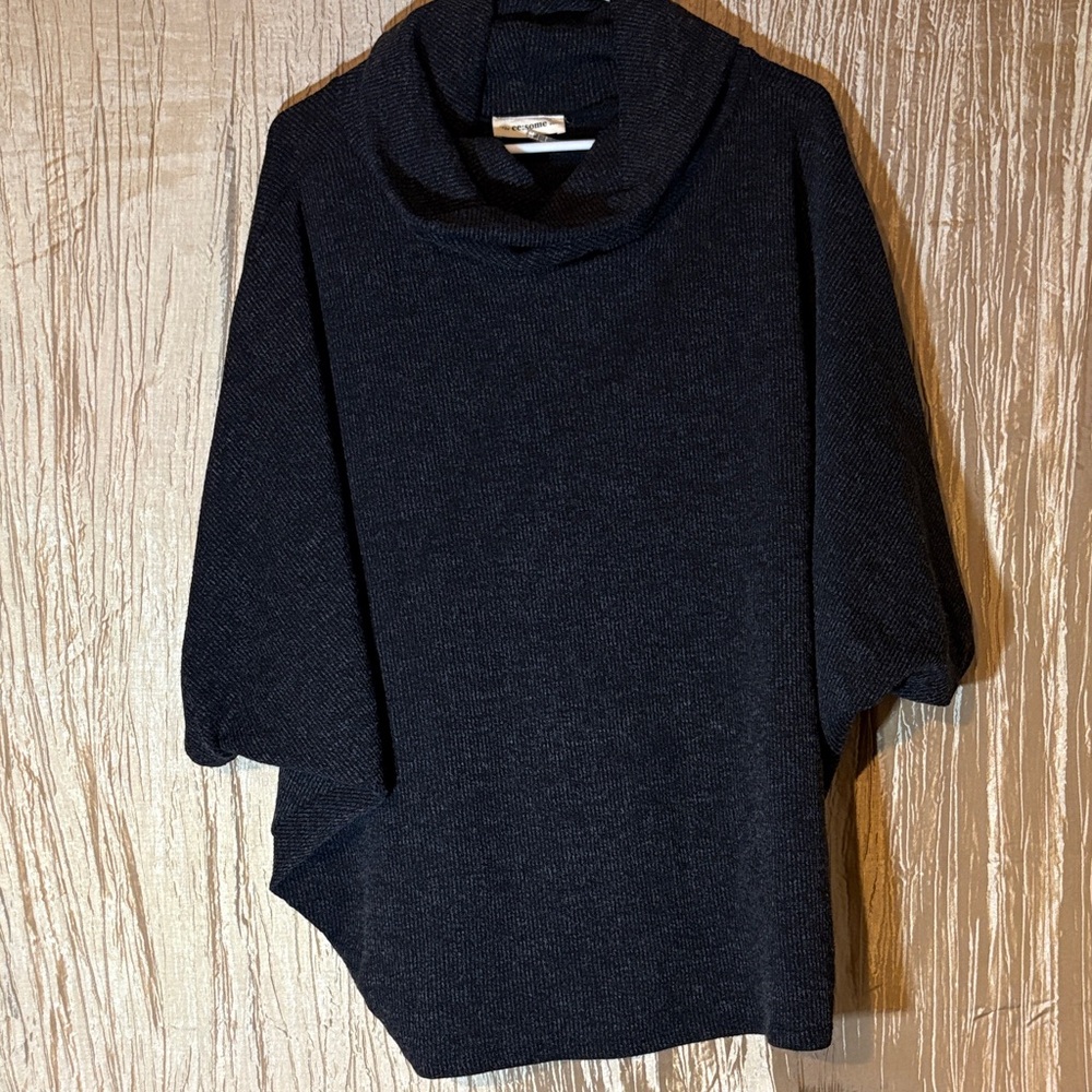 Eesome Charcoal Cowl Neck Poncho like sweater.